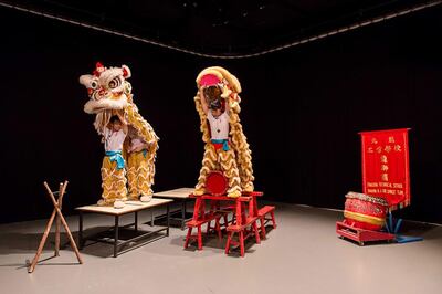 Samson Young, Muted Situation #2: Muted Lion Dance, 2014, instruction score, video. (Production Still) © Samson Young. Image courtesy the artist. Photo Credit: Dennis Man Wing Leung.