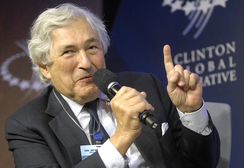 Former head of the World Bank James Wolfensohn participates in a panel discussion on poverty alleviation at the Clinton Global Initiative in New York on September 21, 2006. Reuters