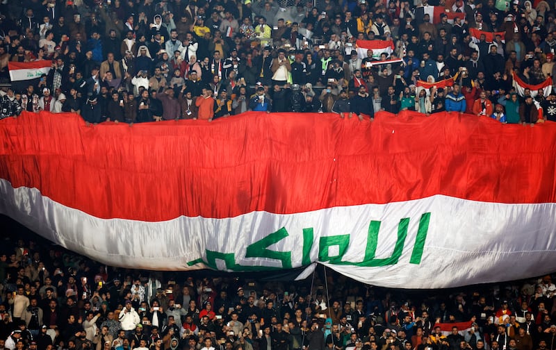 Iraq fans inside the stadium await the match kick-off. Reuters