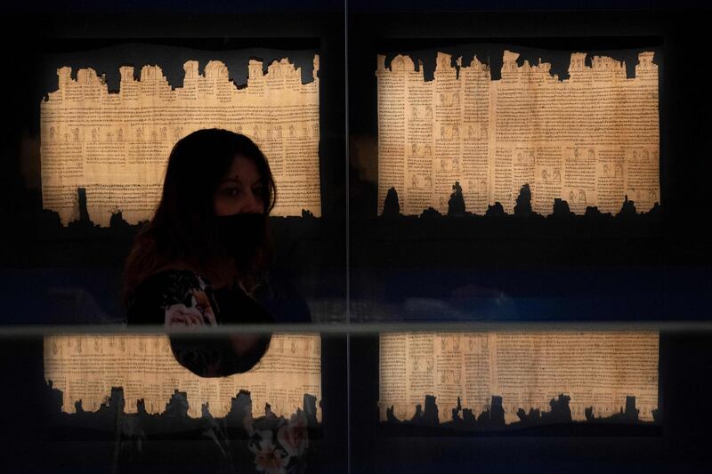 A person visits the exhibition "Pharaon, Osiris and mummy"  at the museum Granet in Aix-en-Provence, southeastern France. AFP