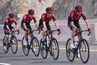 INEOS team rider Chris Froome of England (R) rides during the second stage of the UAE Cycling Tour from Hatta to Hatta Dam, on February 24, 2020. / AFP / GIUSEPPE CACACE
