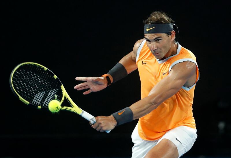 Tennis - Australian Open - Quarter-final - Melbourne Park, Melbourne, Australia, January 22, 2019. Spain's Rafael Nadal in action during the match against Frances Tiafoe of the U.S. REUTERS/Aly Song