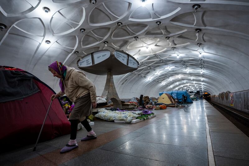 A metro station used as a bomb shelter in Kharkiv, Ukraine. AFP
