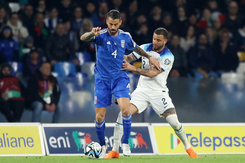 Kyle Walker - 6. Had a good game against Pellegrini in the first half but really struggled against the more tricky Gnonto as Italy piled on the pressure in search of an equaliser. Getty Images