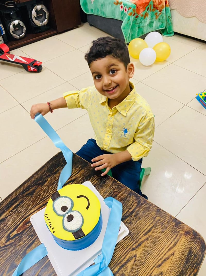 Aarev celebrated his fourth birthday in October with a Minions cake.