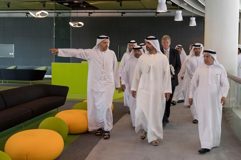 Sheikh Hamed bin Zayed, managing director of Abu Dhabi Investment Authority, is shown around Khalifa University in the emirate