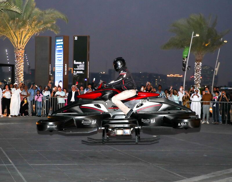Xturismo Hoverbike, the futuristic flying bike, was unveiled at Yas Bay, in Abu Dhabi. All photos: Victor Besa / The National


