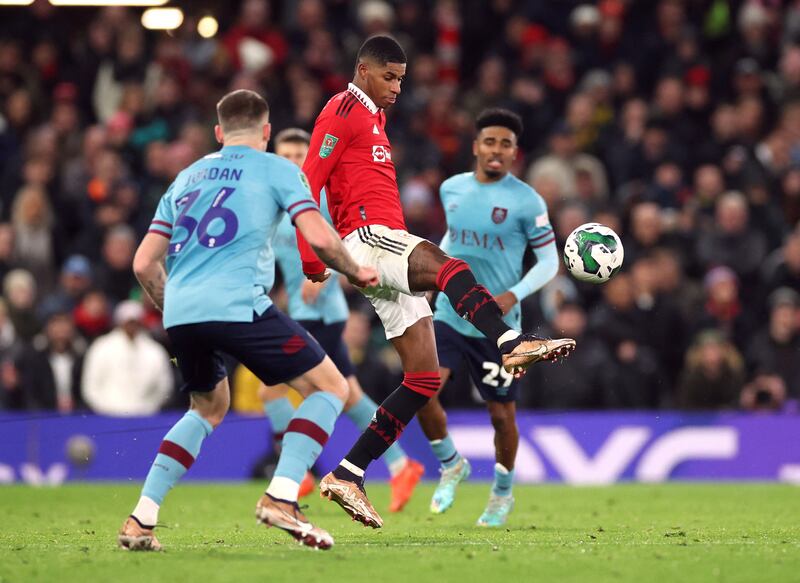 Manchester United's Marcus Rashford during the League Cup win over Burnley. Reuters