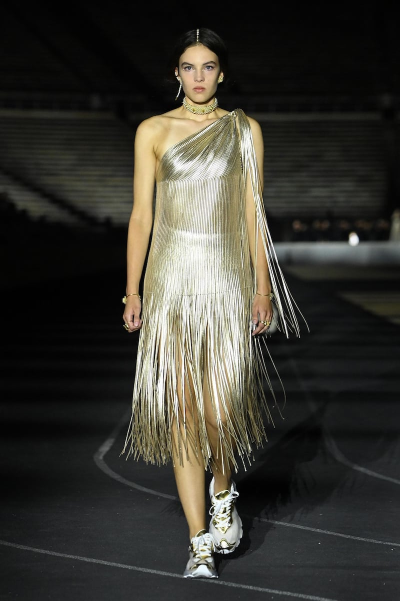 A model walks the runway during the Dior Cruise show 2022 at Panathenaic Stadium on June 17, 2021 in Athens, Greece. Getty Images