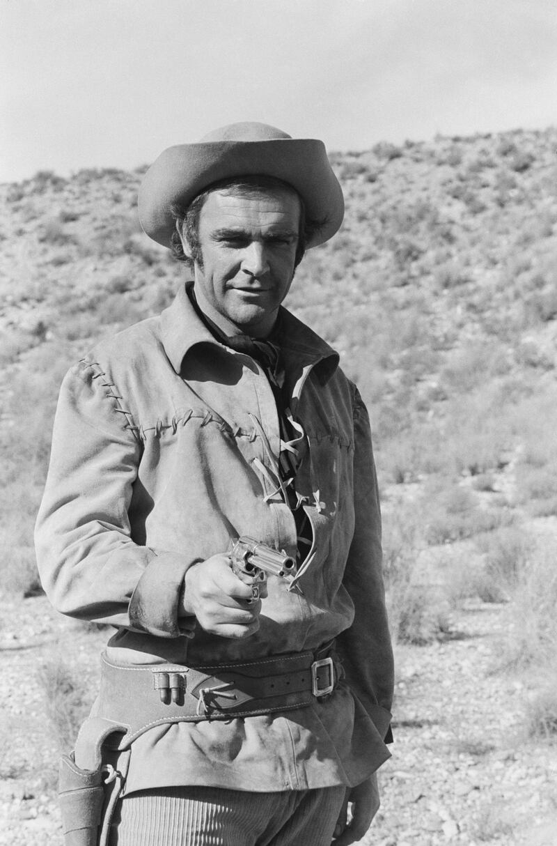 Scottish actor Sean Connery as Moses Zebulon 'Shalako' Carlin on the set of western film 'Shalako', Almeria, Spain, 30th March 1968. (Photo by Larry Ellis/Daily Express/Hulton Archive/Getty Images)