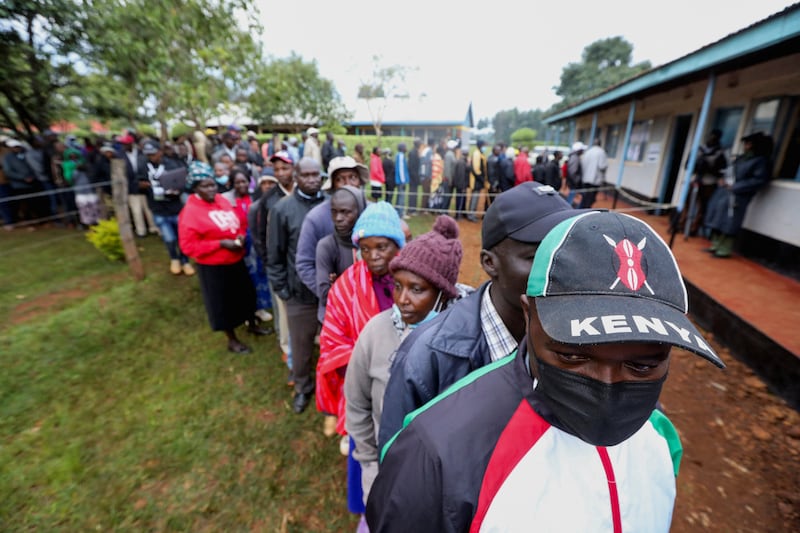 People line up to cast their vote at Kosachei Primary School. Reuters
