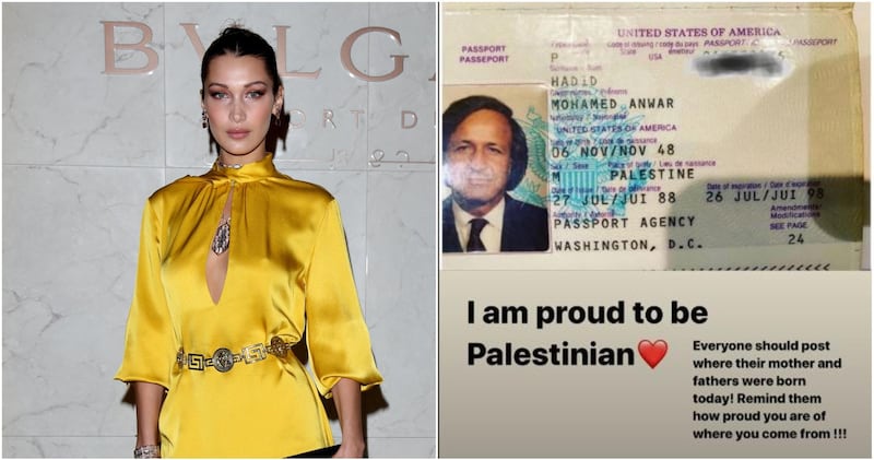 Bella Hadid has hit out at Instagram for removing a post in which she said she was proud of her father’s Palestinian heritage. 