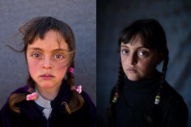 Zahra Mahmoud, a young Syrian refugee, is photographed for a series of portraits by Muhammed Muheisen. Photo by Muhammed Muheisen  
