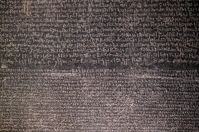 Some of the inscriptions on the Rosetta Stone, which was key to the decoding of ancient Egyptian hieroglyphics. AFP
