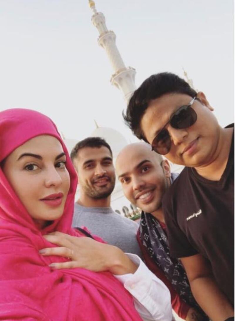 Jacqueline Fernandez visiting Sheikh Zayed Grand Mosque. Courtesy Jacqueline Fernandez Instagram