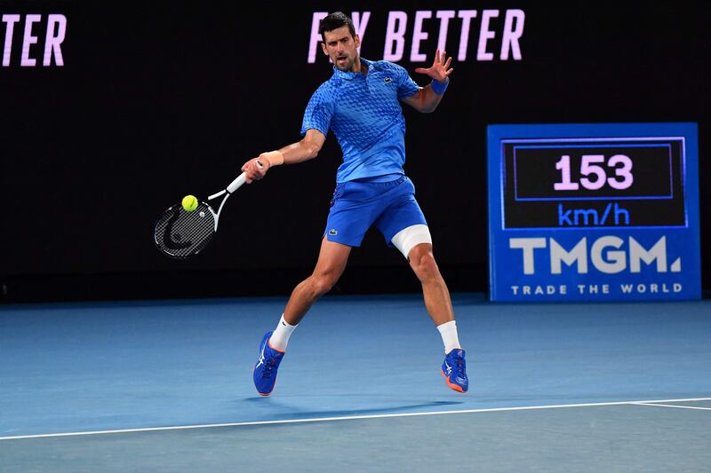 Serbia's Novak Djokovic hits a return against Spain's Roberto Carballes. AFP