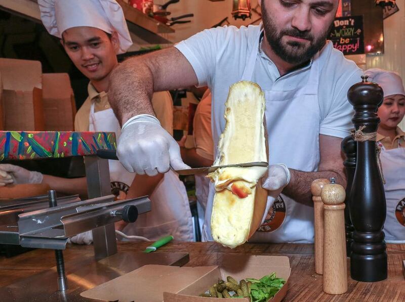The Raclette DXB pop-up stall at Global Village. Victor Besa for The National