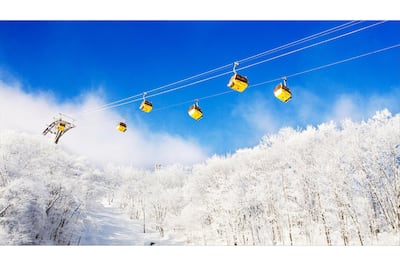 A gondola in the Phoenix Park ski area near Pyeongchang, South Korea. Ski Safari