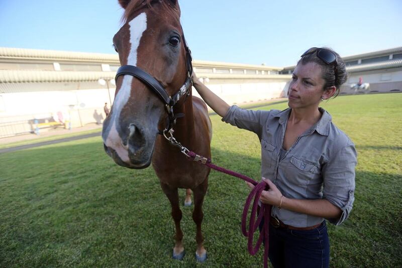 American amateur jockey Eilidh Grant rode Bigg N Rich yesterday at the Abu Dhabi Equestrian Club ahead of today’s final. Sammy Dallal / The National 

