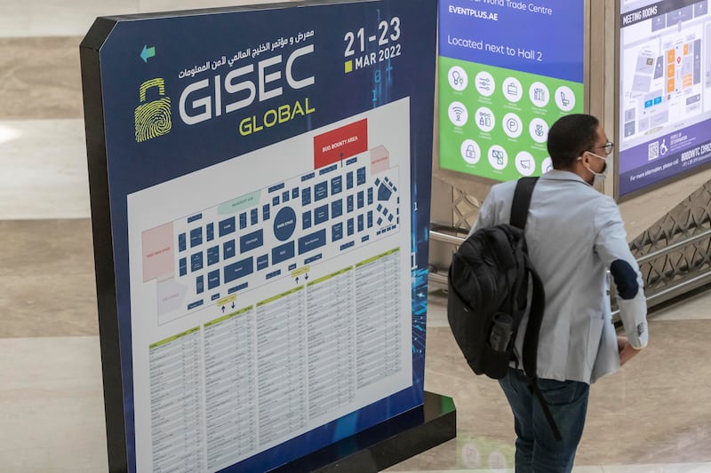 General image from the opening day of GISEC 2022 at the World Trade Center in Dubai. 
