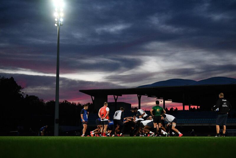 France players training in Marcoussis, south of Paris, on Wednesday, ctober 21, ahead of the rugby international against Wales. AFP