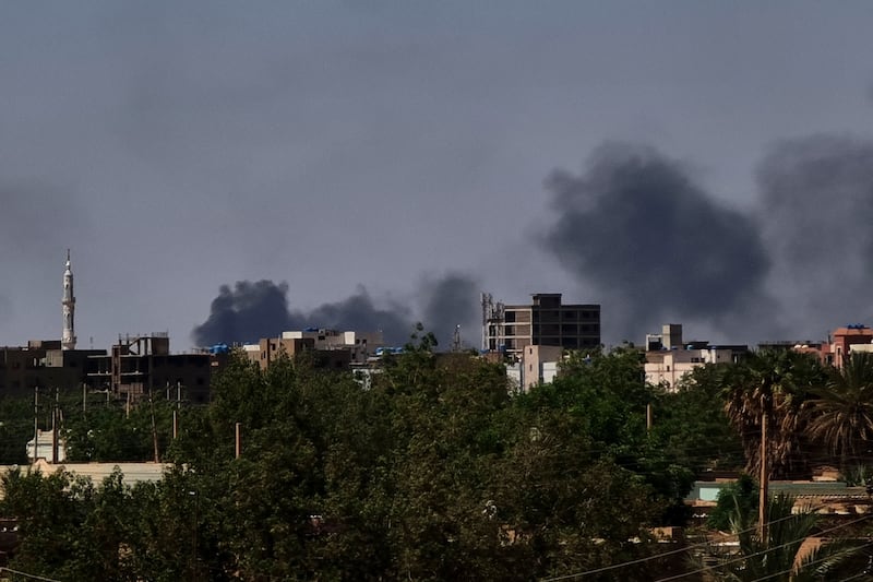 Smoke billows during fighting in Khartoum. AFP