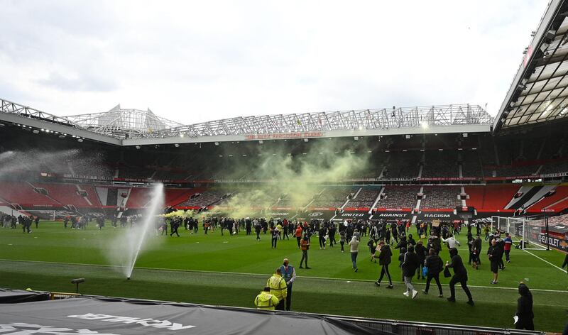 United fans protest against the club owners. AFP