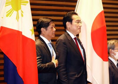 Ferdinand Marcos Jr with Japanese Prime Minister Fumio Kishida in Tokyo earlier this month. Reuters