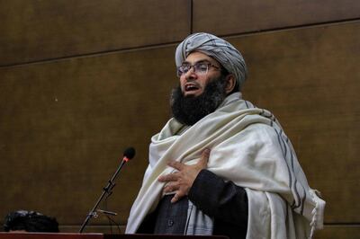 Mohammad KhalidHanafi, the minister for the Taliban's Vice and Virtue Ministry, held talks with a delegation of imams from the UK. EPA 
