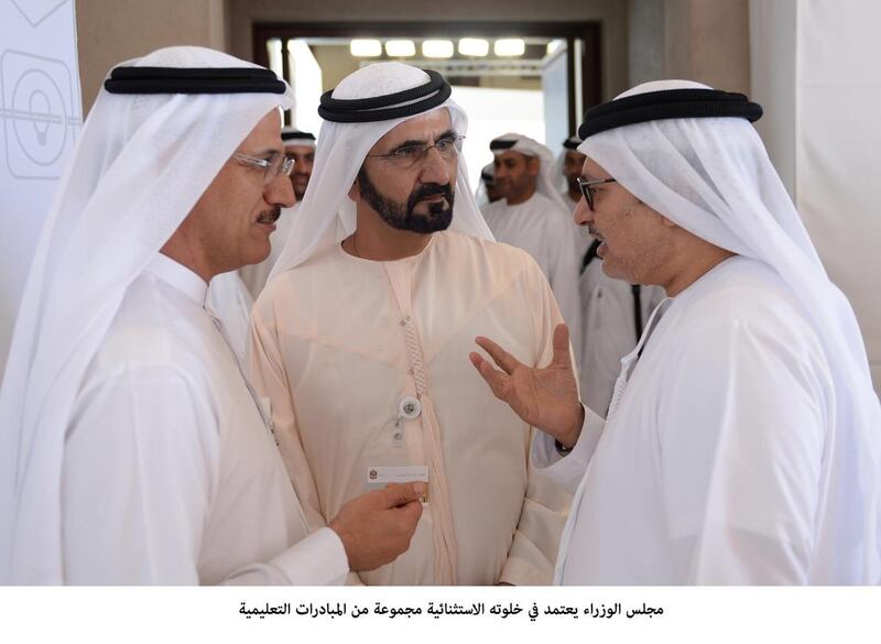 The Cabinet approved a range of education initiatives during its extraordinary meeting at the Sir Bani Yas Island yesterday. Wam