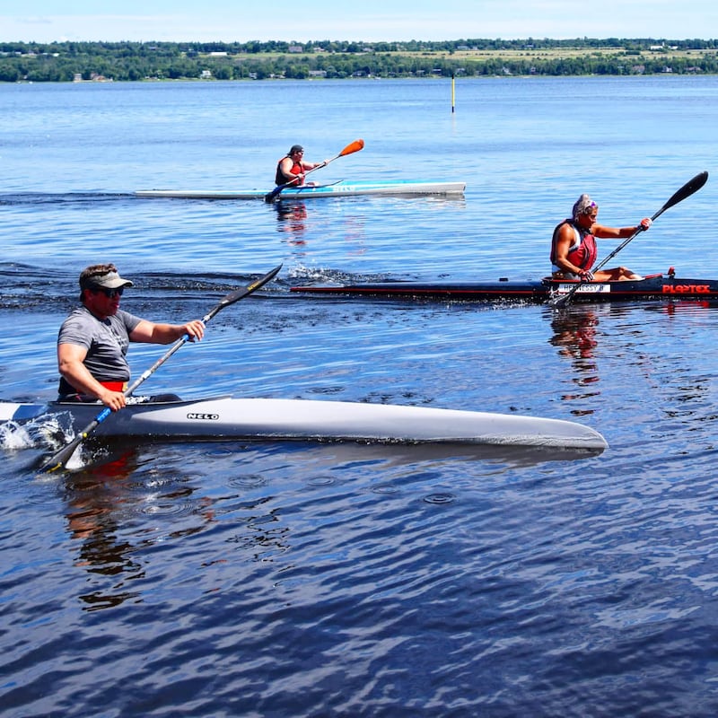 Abu Dhabi-based kayaker Mike Ballard (left) trained with the Ottawa River Canoe Club en route to competing at the Pan-Am Canoe Sprint Championships in Nova Scotia. Courtesy Mike Ballard