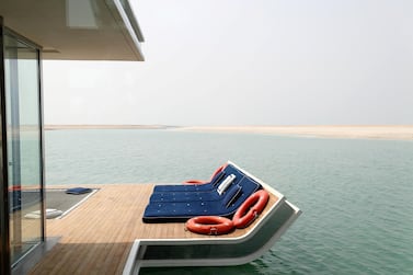 The sun deck at a Floating Seahorse villa in Dubai. Chris Whiteoak / The National