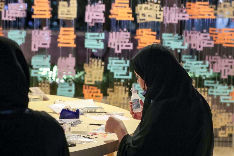 Calligraphy workshop at the Qasr Al Hosn Festival, Abu Dhabi. Khushnum Bhandari/ The National 
