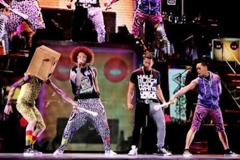 Singers Redfoo, second left, and SkyBlu, second right, of LMFAO. Kevin Winter/Getty Images / AFP