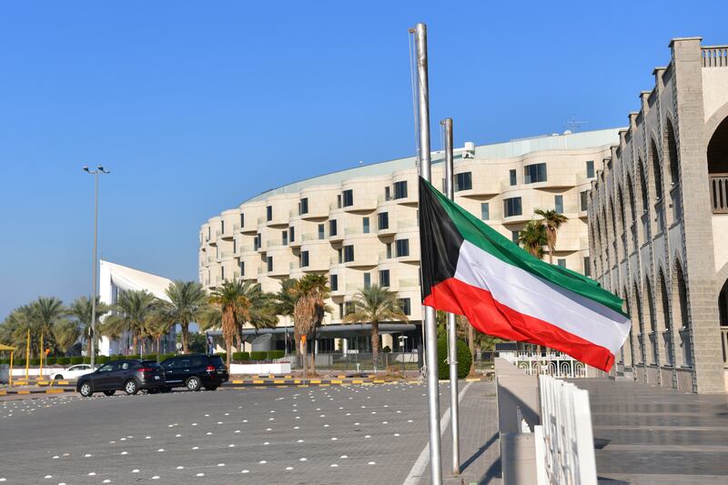 Kuwait national flag at half mast in Kuwait. AFP