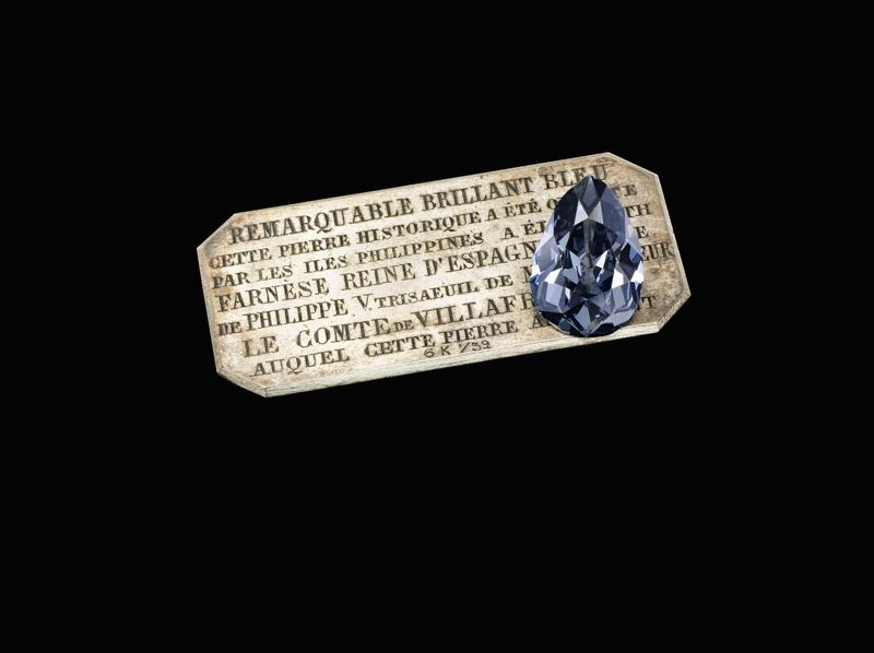 The diamond will be sold with a 19th-century plaque, above, that belonged to the Parma royal family