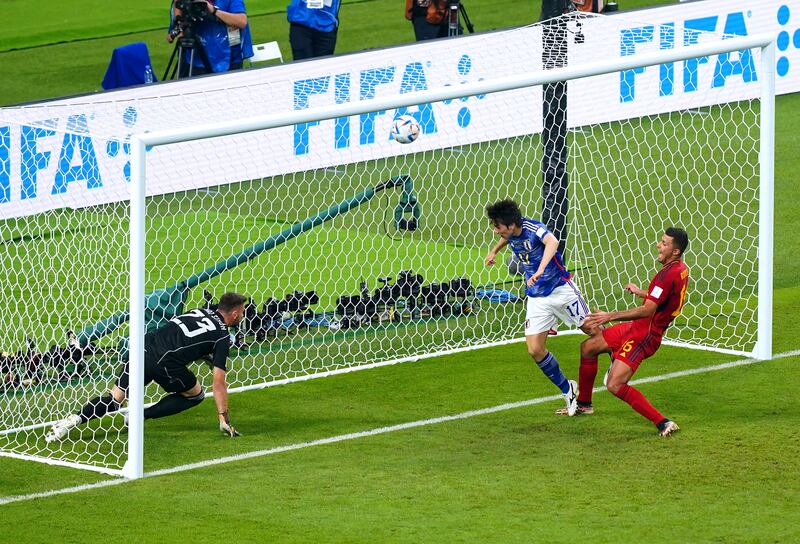 Ao Tanaka scores Japan's second goal. PA