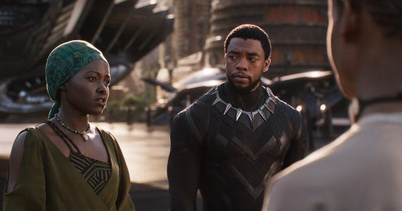 Marvel Studios' BLACK PANTHER..L to R: Nakia (Lupita Nyong'o), T'Challa/Black Panther (Chadwick Boseman) ..Ph: Film Frame..©Marvel Studios 2018