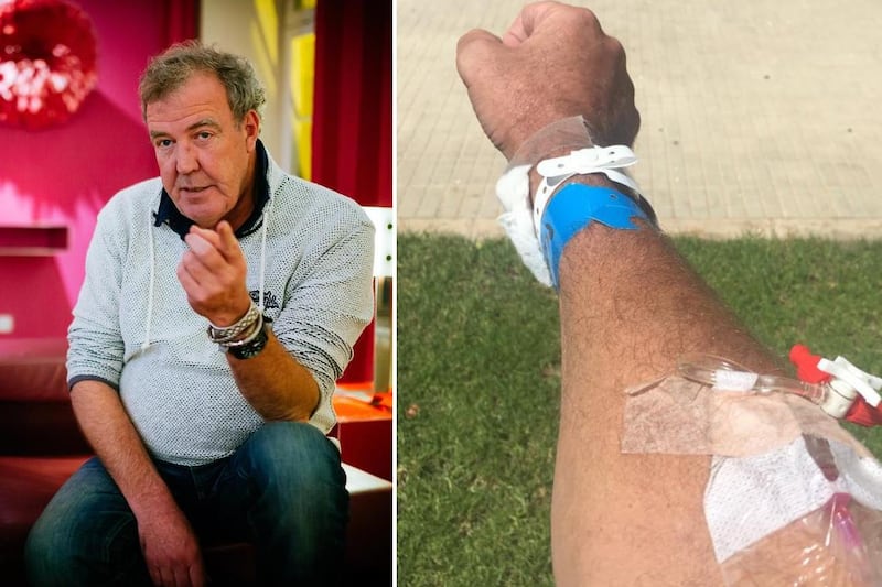 Jeremy Clarkson posted a picture on Instagram of a cannula in his arm
