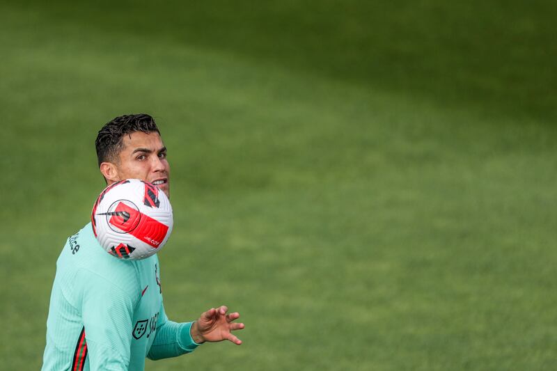 Portugal's Cristiano Ronaldo at training. EPA