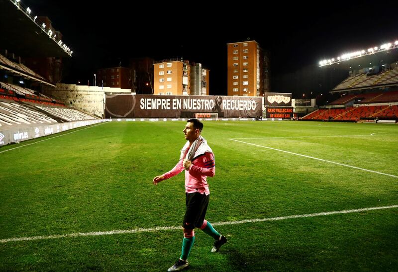 Barcelona's Lionel Messi after the 2-1 win at Rayo Vallecano in the Copa del Rey on January 28. Reuters