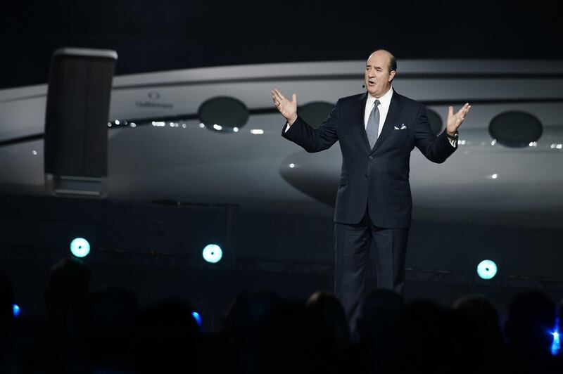 Mark Burns, president of Gulfstream Aerospace Corp., speaks during an unveiling event for the G700 private jet at the National Business Aviation Association Annual Convention in Henderson, Nevada, US. Bloomberg