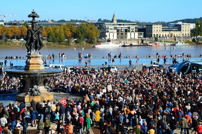 In Bordeaux, people gather on Place de la Bourse. AFP