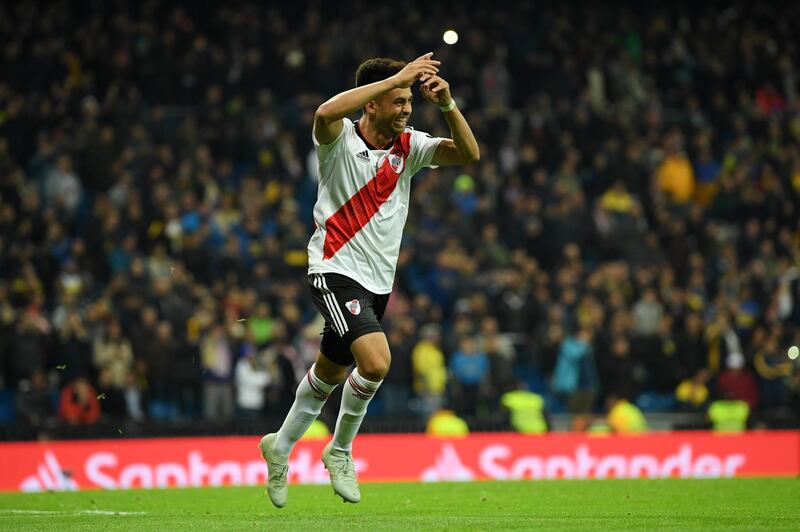 Gonzalo Martinez celebrates after scoring his team's decisive third goal. Matthias Hangst/Getty Images
