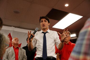 Canada's Prime Minister Justin Trudeau campaigning in Truro, Nova Scotia, on Wednesday. REUTERS