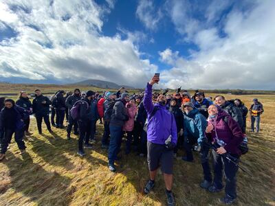 Haroon Mota takes a selfie with the Muslim Hikers. Victoria Pertusa / The National
