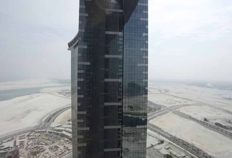 A view from an apartment window at Aldar's Gate Tower development on Reem Island. Photo by Clint McLean for The National