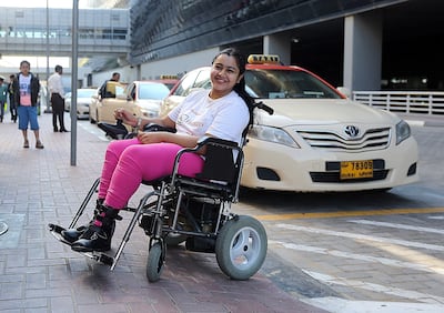 Dubai, United Arab Emirates- January, 22, 2015:  Shobhika Kalra  pose next to the ramp  which was suggested by her to the RTA  so that  the disabled can access the metro stations and the sidewalks easily pose outside the Rashidiya station in Dubai . ( Satish Kumar / The National )  For News/ Story by Ramola Talwar *** Local Caption ***  SK-ShobhikaKalra-22012015-02.jpg
