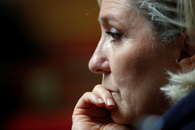 French far-right National Rally (Rassemblement National) party leader Marine Le Pen attends a questions to the government session at the National Assembly in Paris, France, September 18, 2018.   REUTERS/Charles Platiau