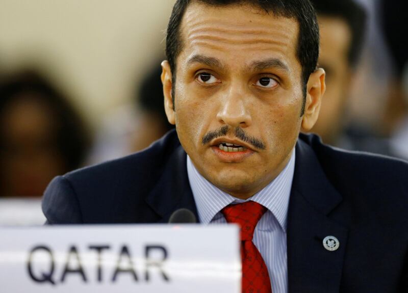Qatar's foreign minister Sheikh Mohammed bin Abdulrahman al-Thani attends the 36th Session of the Human Rights Council at the United Nations in Geneva, Switzerland September 11, 2017. REUTERS/Denis Balibouse